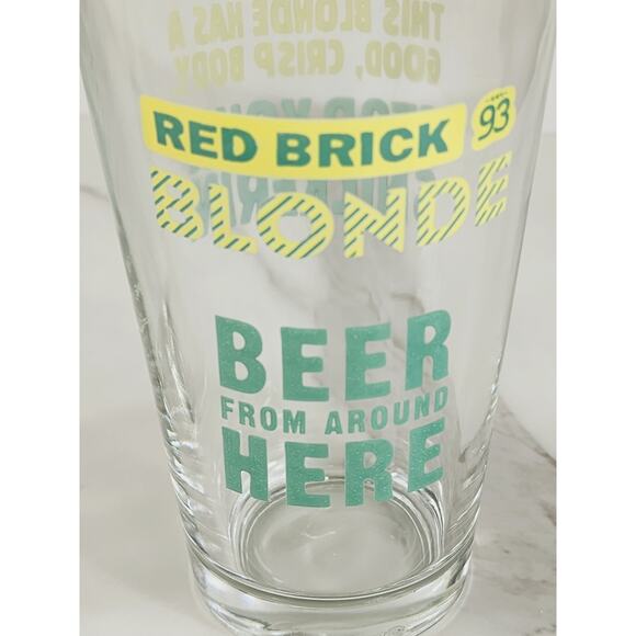 Red Brick Ale Blonde German Styler Lager Pint Beer Clear Glass 16oz Drinkware x2 - Picture 6 of 13